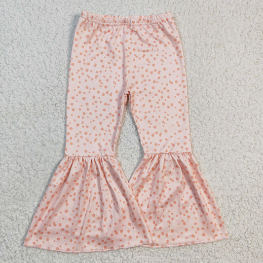 Girls Pink Polka Dot Bell Bottom Pants