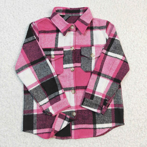 Girls Pink Plaid Shirt flannel Jacket