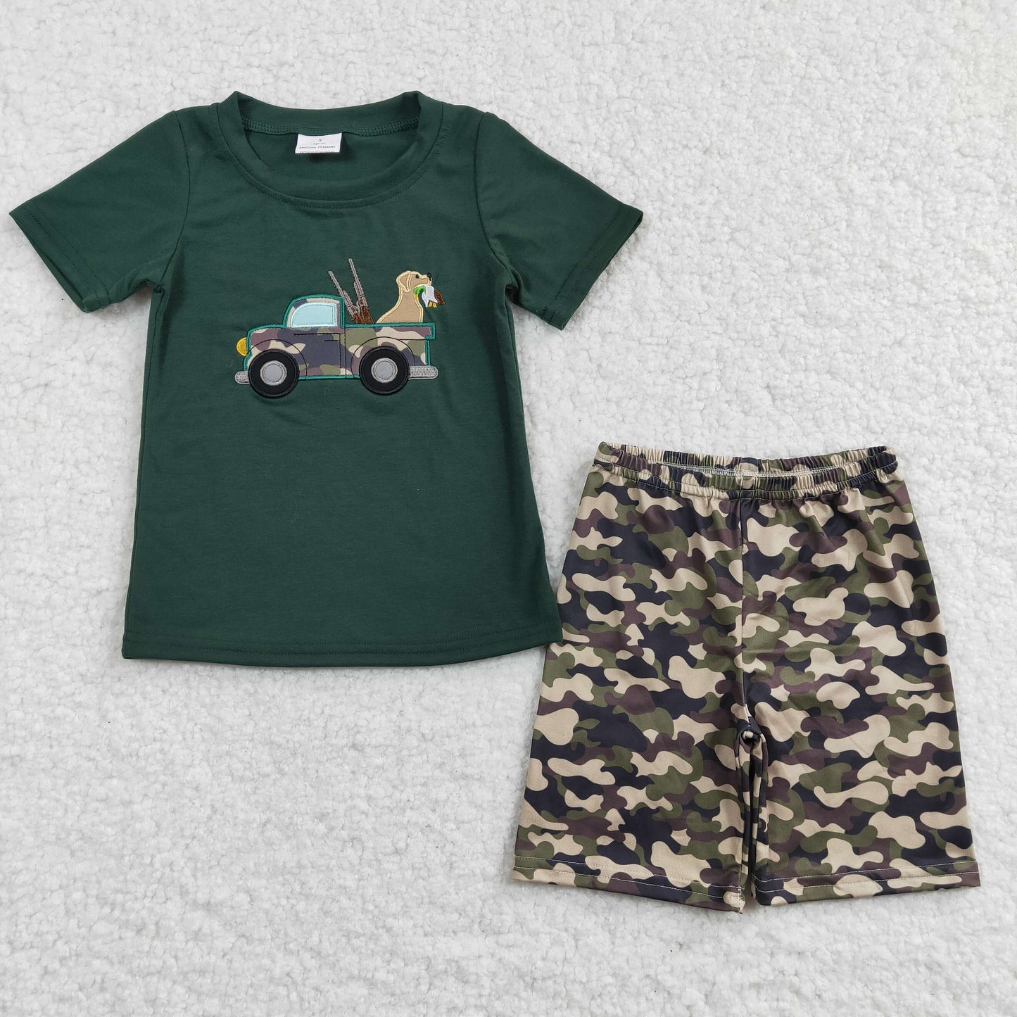 Boys Dog Outfits Short Sleeves Camo Shorts Embroidery