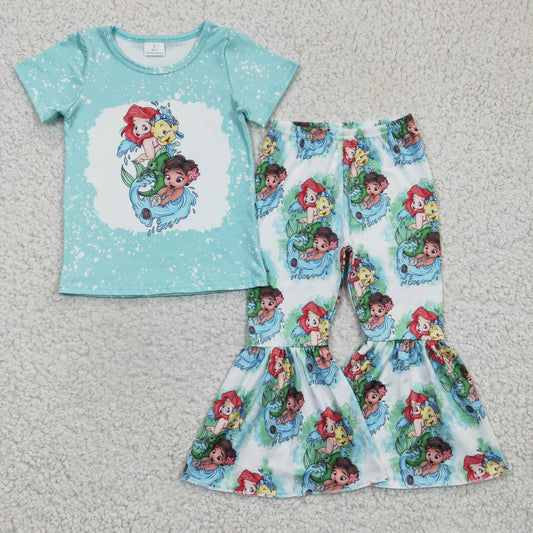 Girls Mermaid Outfits Bell Bottom Pants