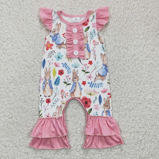 Girls Easter Bunny Pink Rompers