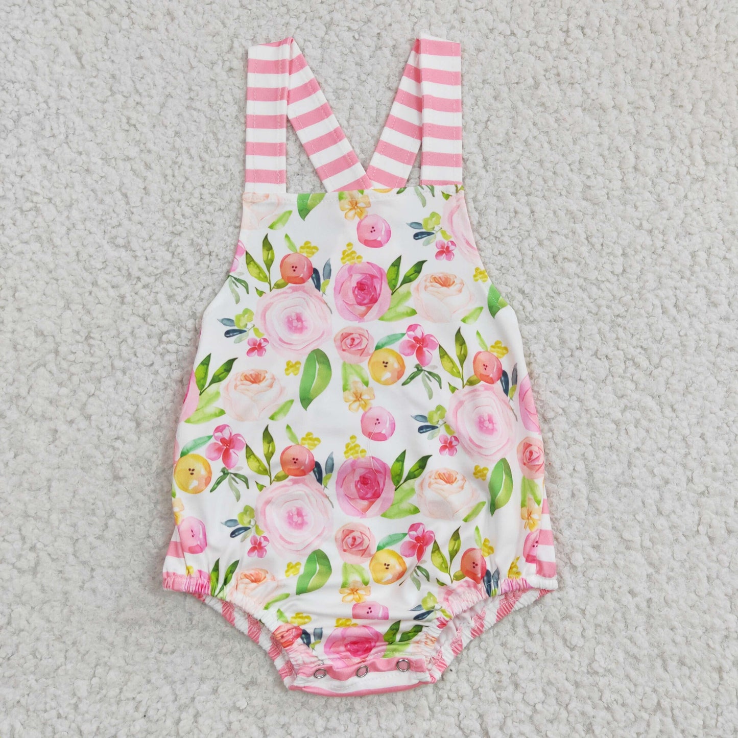 Girls Pink Floral Summer Rompers