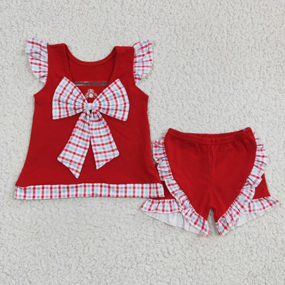 Girls Crab Red Outfits Embroidery