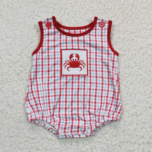 Baby Boys Crab Red Romper Embroidery