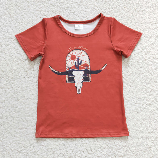 Girls Cow Red Top Shirt Short Sleeves