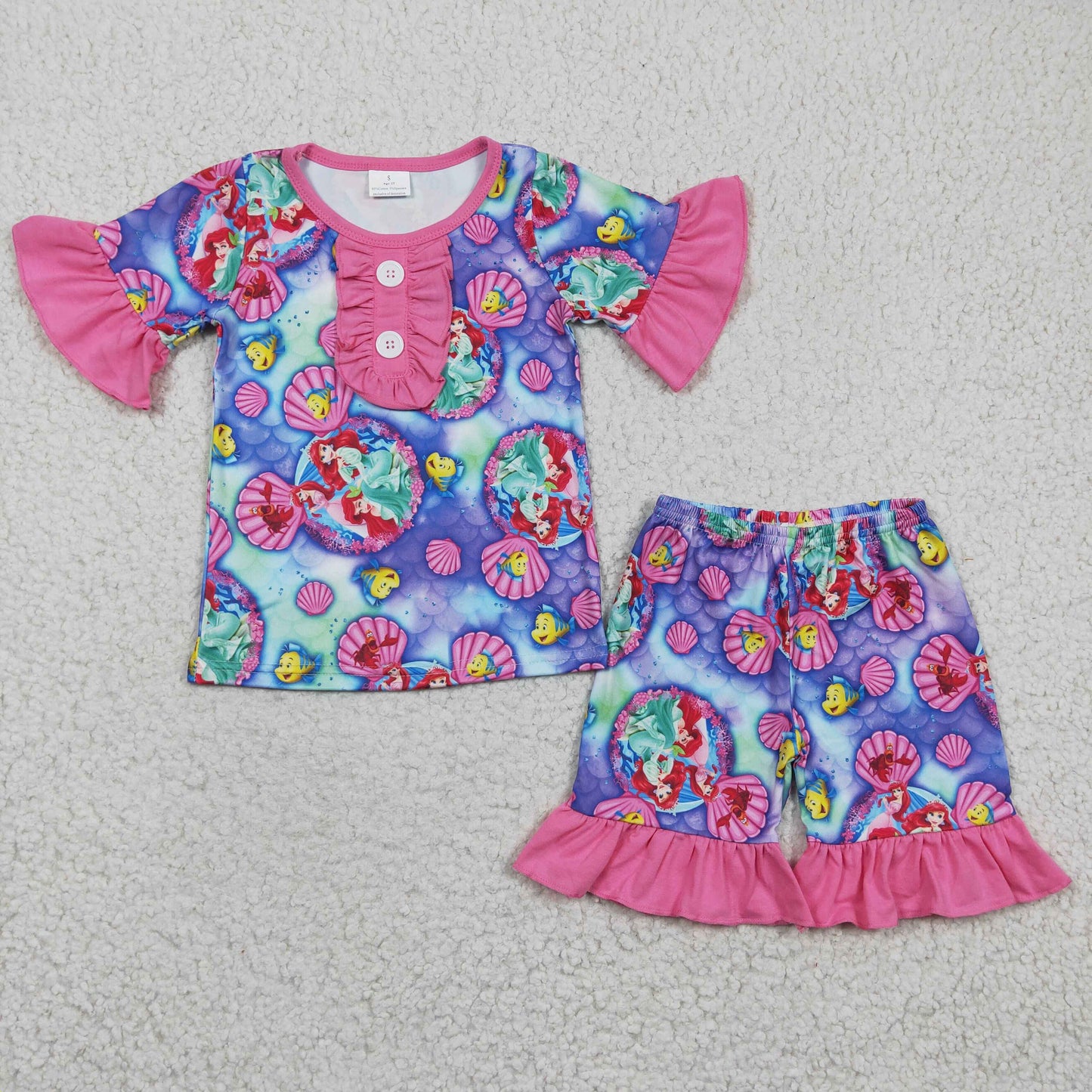 GSSO0152 Girls Mermaid Outfits Short Sleeves Shorts