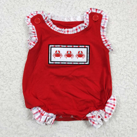 Baby Crab Red Romper Embroidery