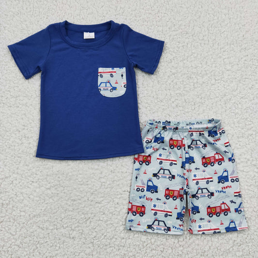 Boys Beep Blue Outfits Shorts Pocket