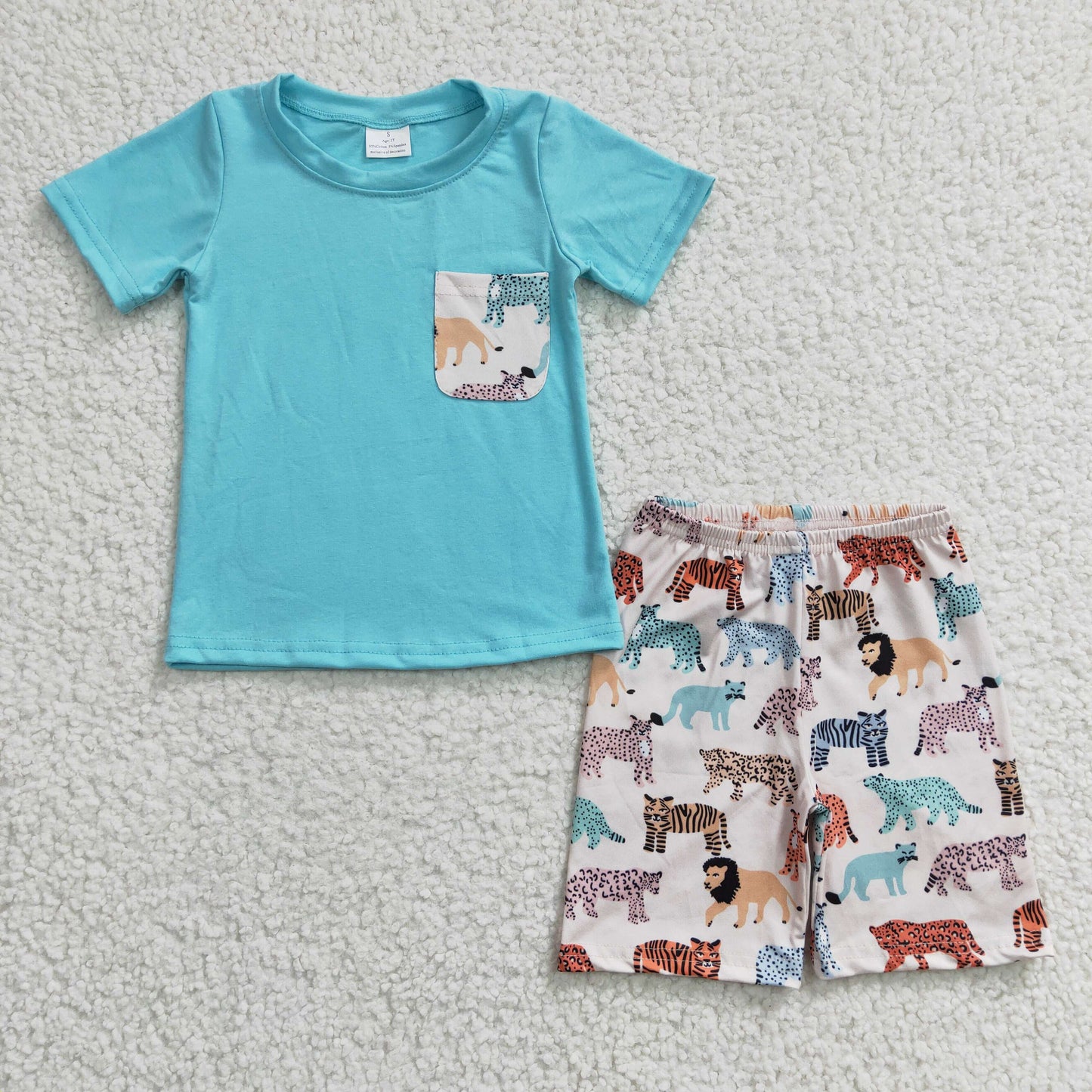 BSSO0119 Boys Tigers Blue Outfits Shorts Pocket