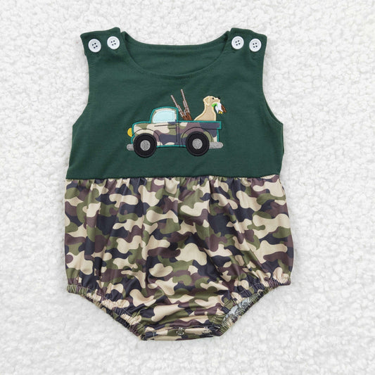 Boy Camo Dog Romper Embroidery