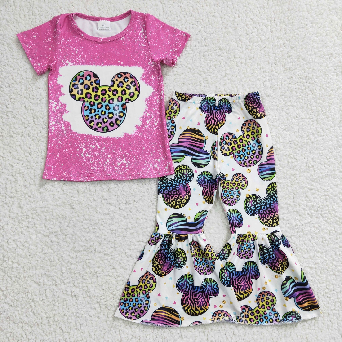 Girls Pink Cartoon Leopard Outfits