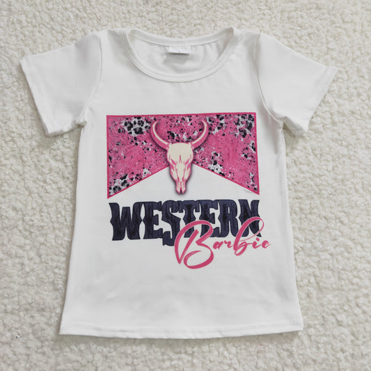 Girls Western Cow T-Shirt Short Sleeves