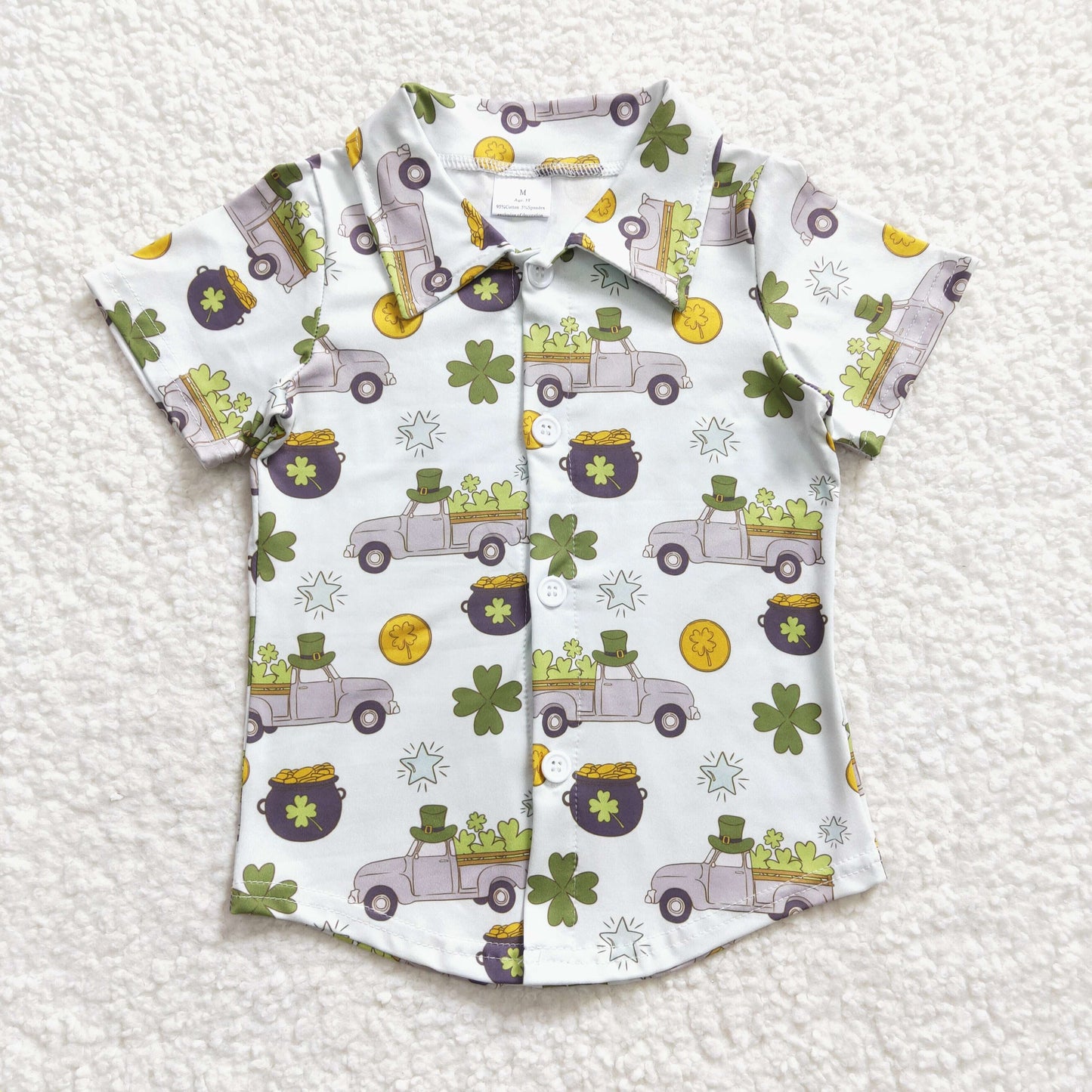 Boys Camo St. Patrick Shirt Top Short Sleeves