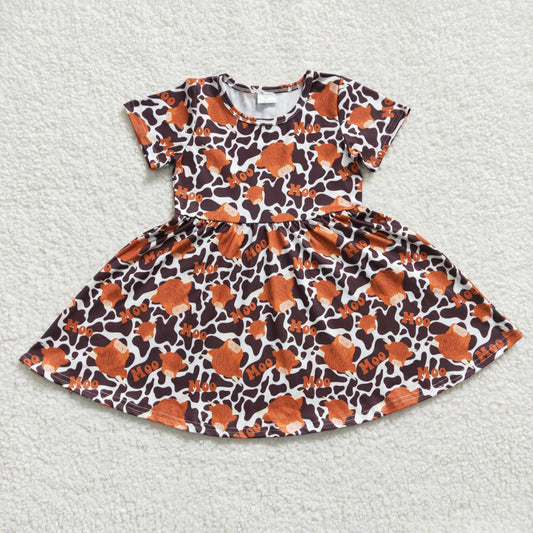 GSD0237 Girls Moo Leopard Dress Short Sleeves