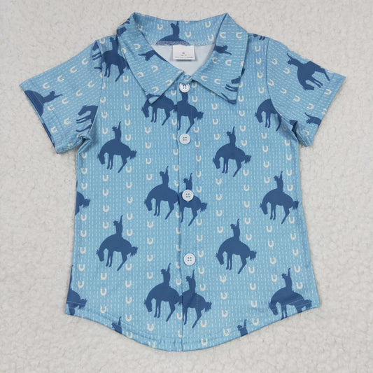 Boys Cow Sky Blue Top Shirt