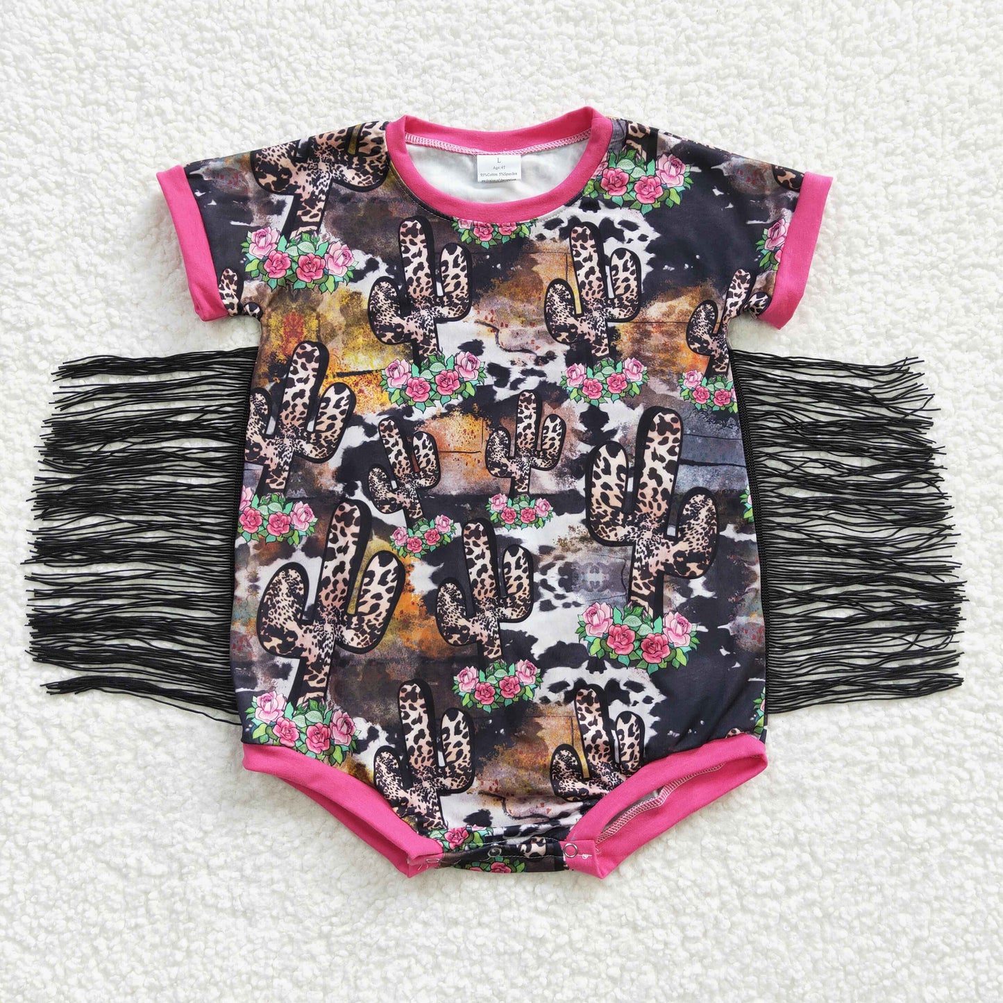 Girls Cow Cactus Summer Rompers