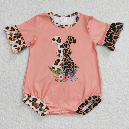 Girls Easter Bunny Leopard Rompers