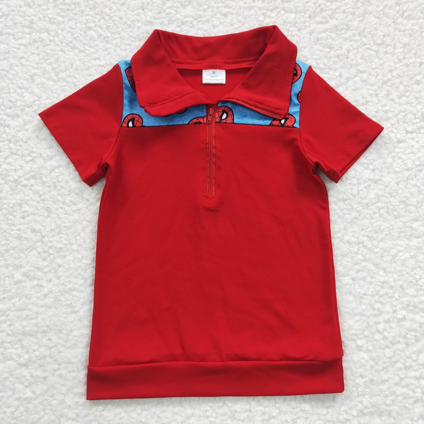 Boys Red Spider Pullover Short Sleeves Zip