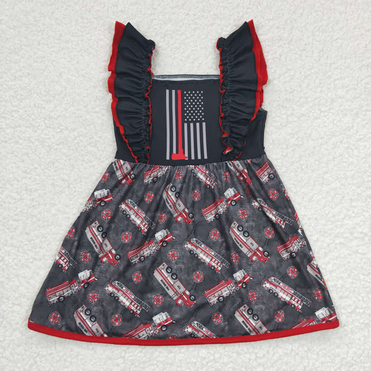 Girls Flag Fire Fighting Dress Flutter Sleeves