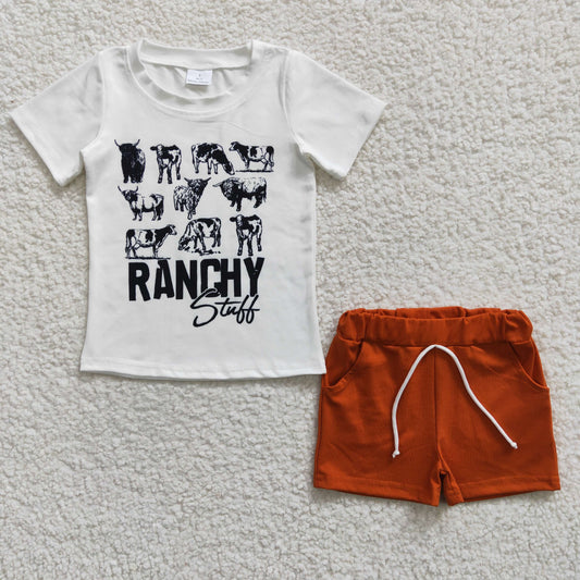 Boys Ranchy Outfits Short Sleeves Shorts