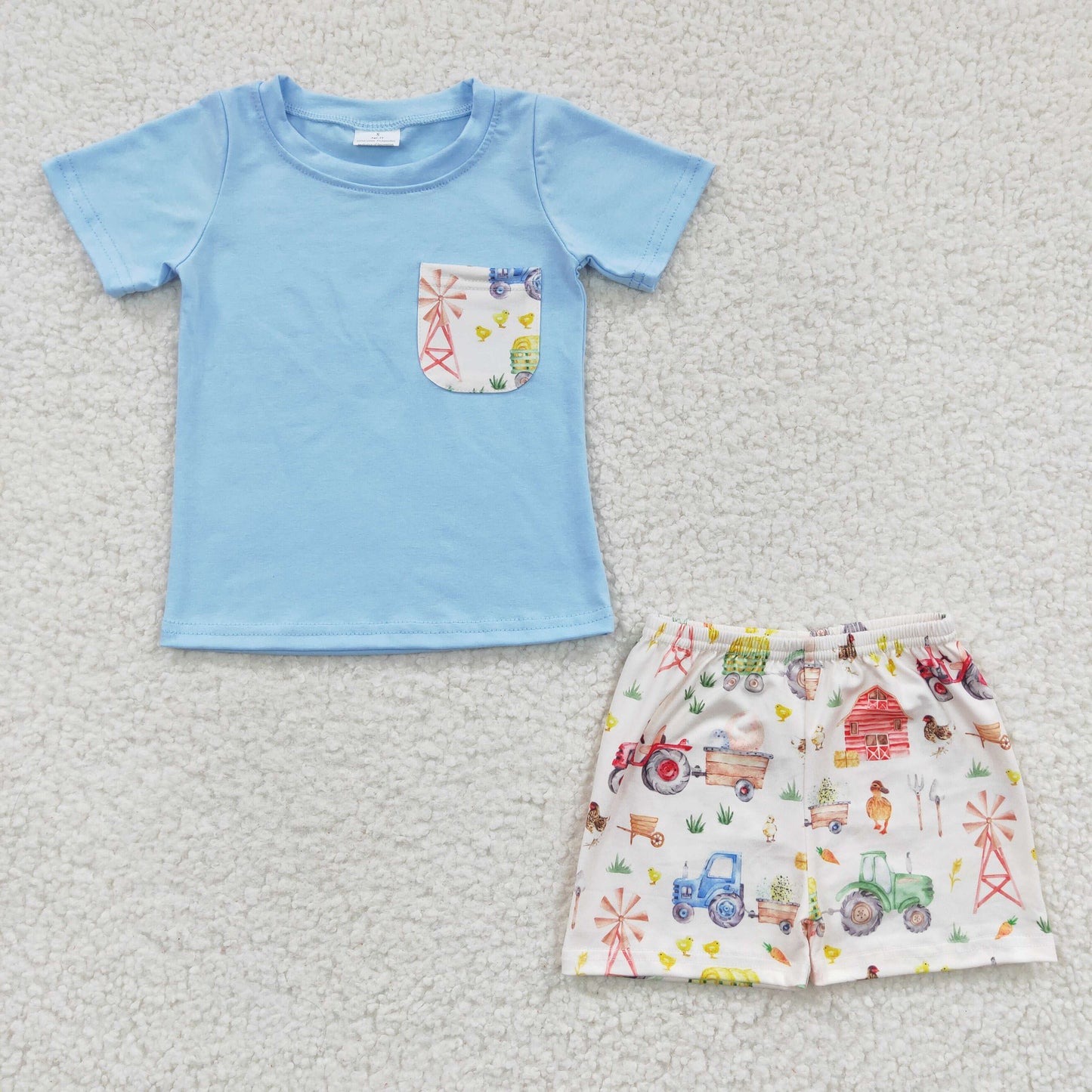 Boys Farm Sky Blue Outfits Shorts Pocket