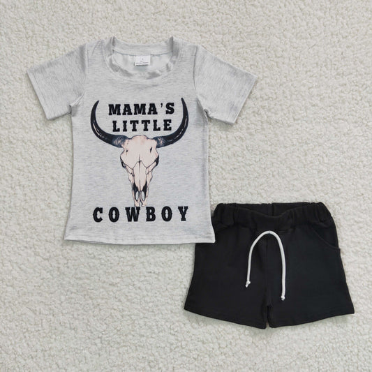 Boys Cowboy Outfits Short Sleeves Black Shorts