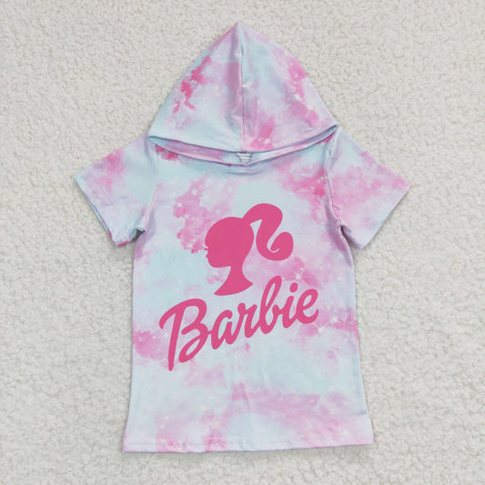 Girls Pink Barbie Hooded Top