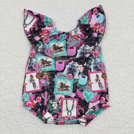 Girls Cow Summer Rompers