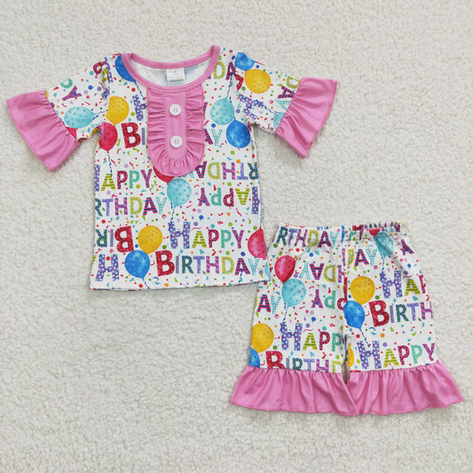 Girls Happy Birthday Outfits Short Sleeves