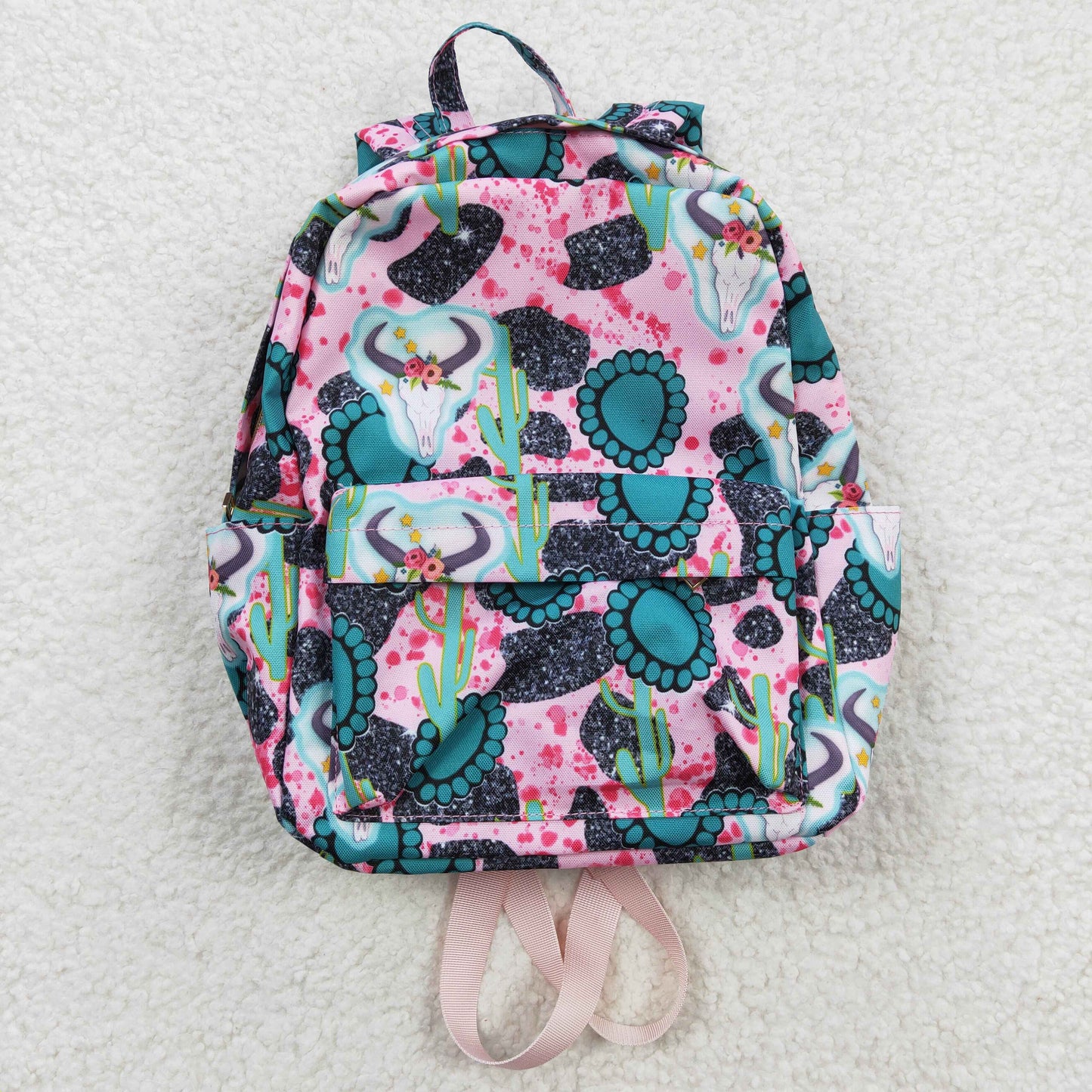 Turquoise Print Backpack  10 * 13.9 * 4 inches