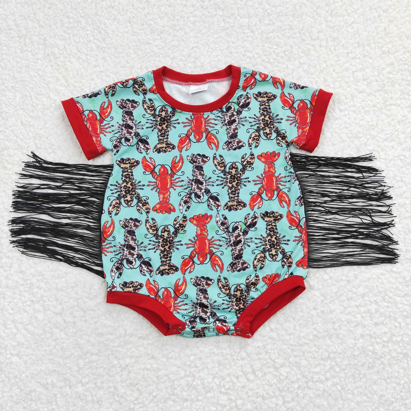 Girls Crawfish Summer Fringe Rompers