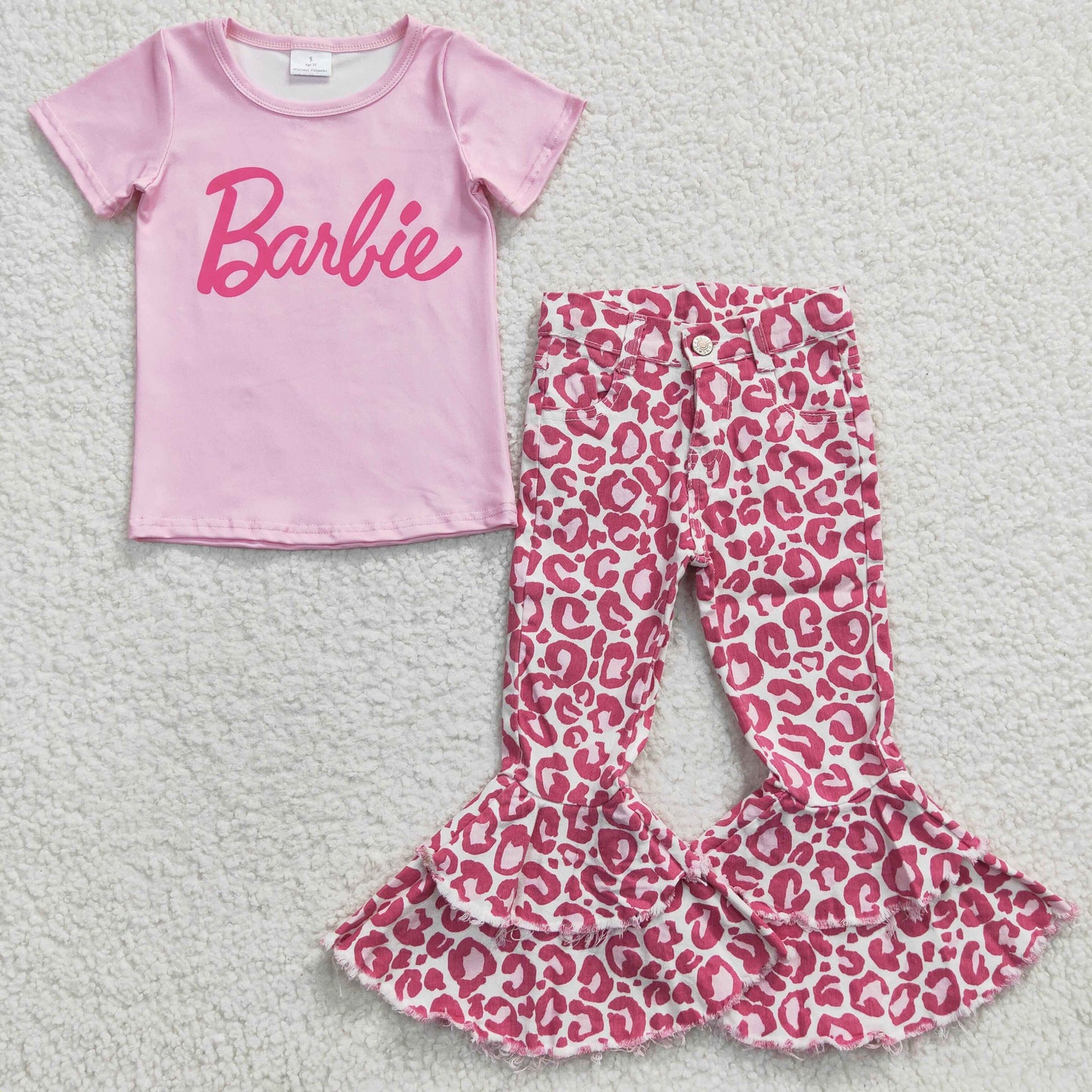 Girls Barbie Outfits Short Sleeves Leopard Jeans