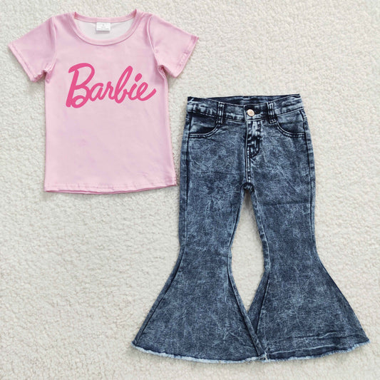 Girls Barbie Outfits Short Sleeves Blue Jeans