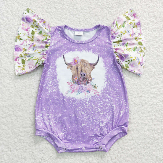 Baby Girls Purple Cow Romper