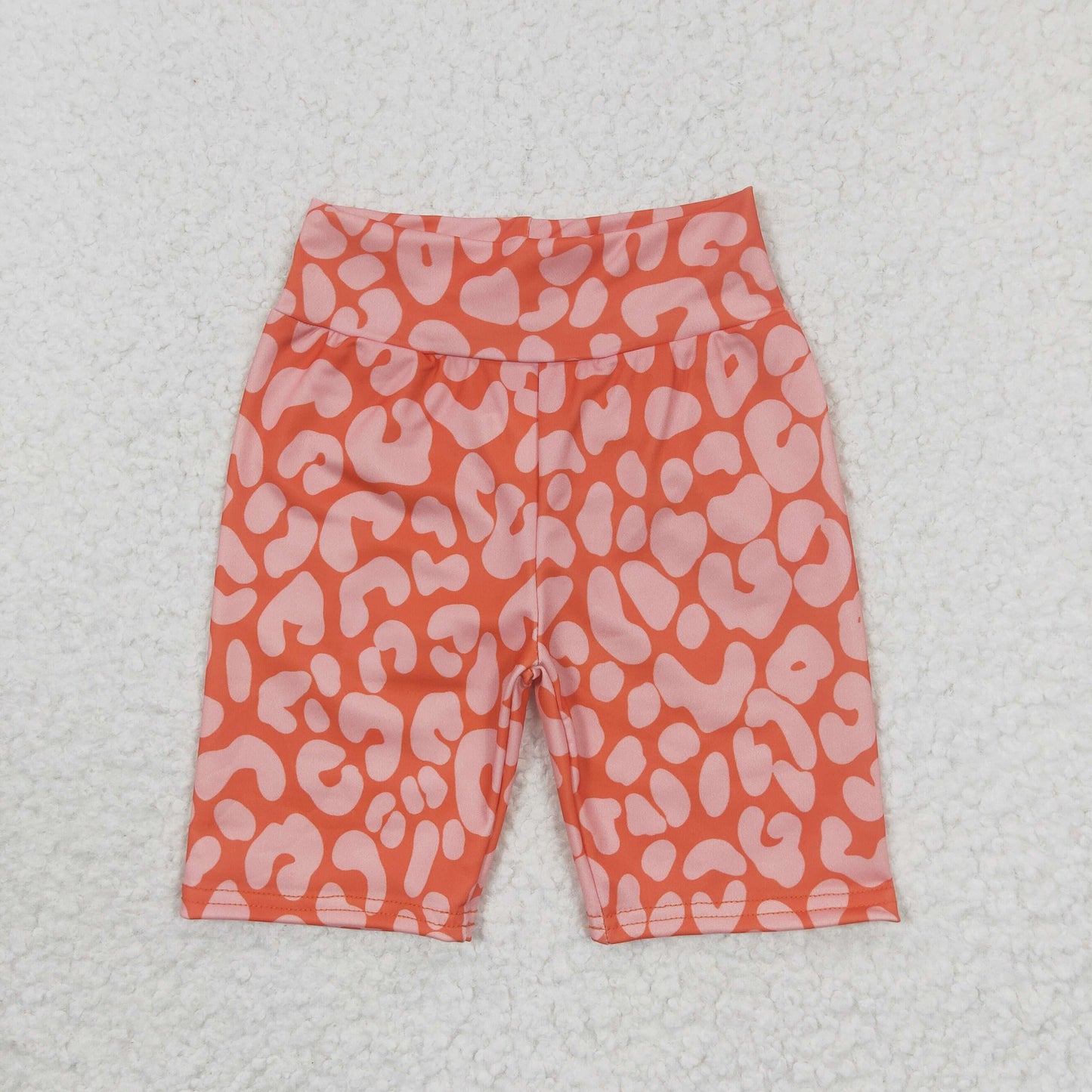 Girls Orange Leopard biker shorts