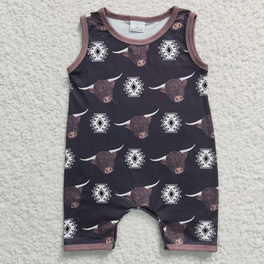 Boys Cow Brown Rompers