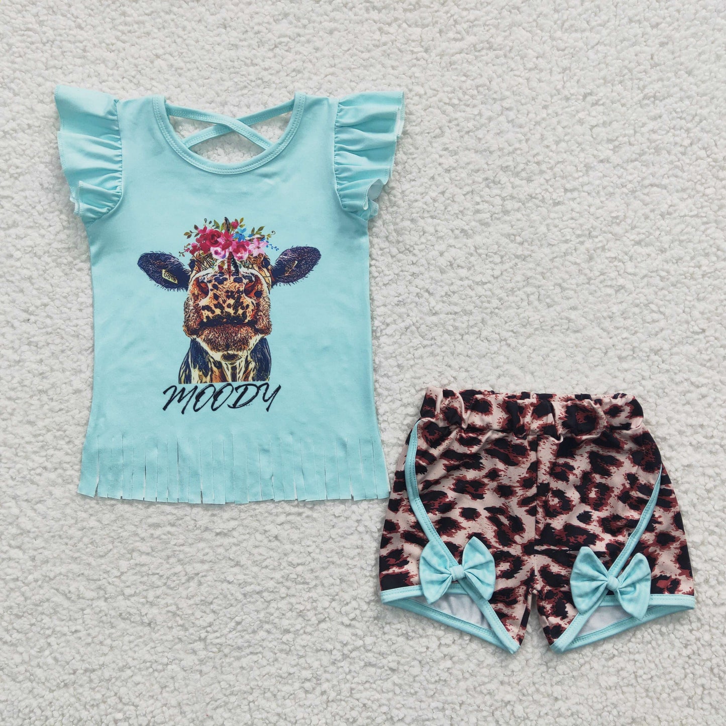 GSSO0197 Girls Moody Outfits Leopard Shorts