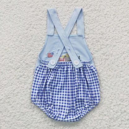 Boys Embroidery Truck Summer Rompers