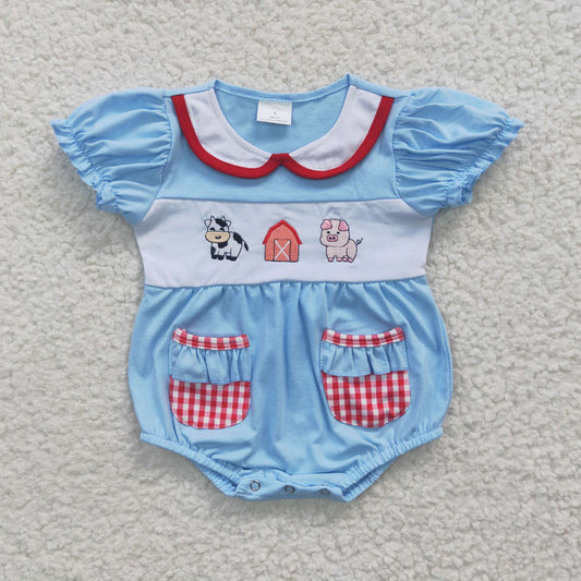 Baby Girls Embroidery Farm Romper