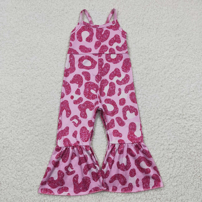 Girls Hot Pink Leopard Overalls