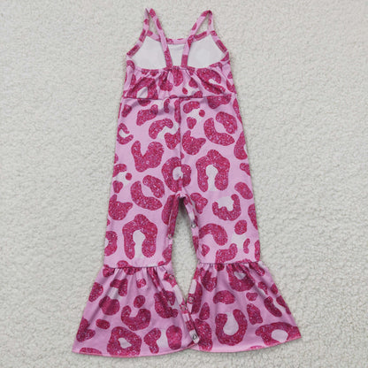 Girls Hot Pink Leopard Overalls