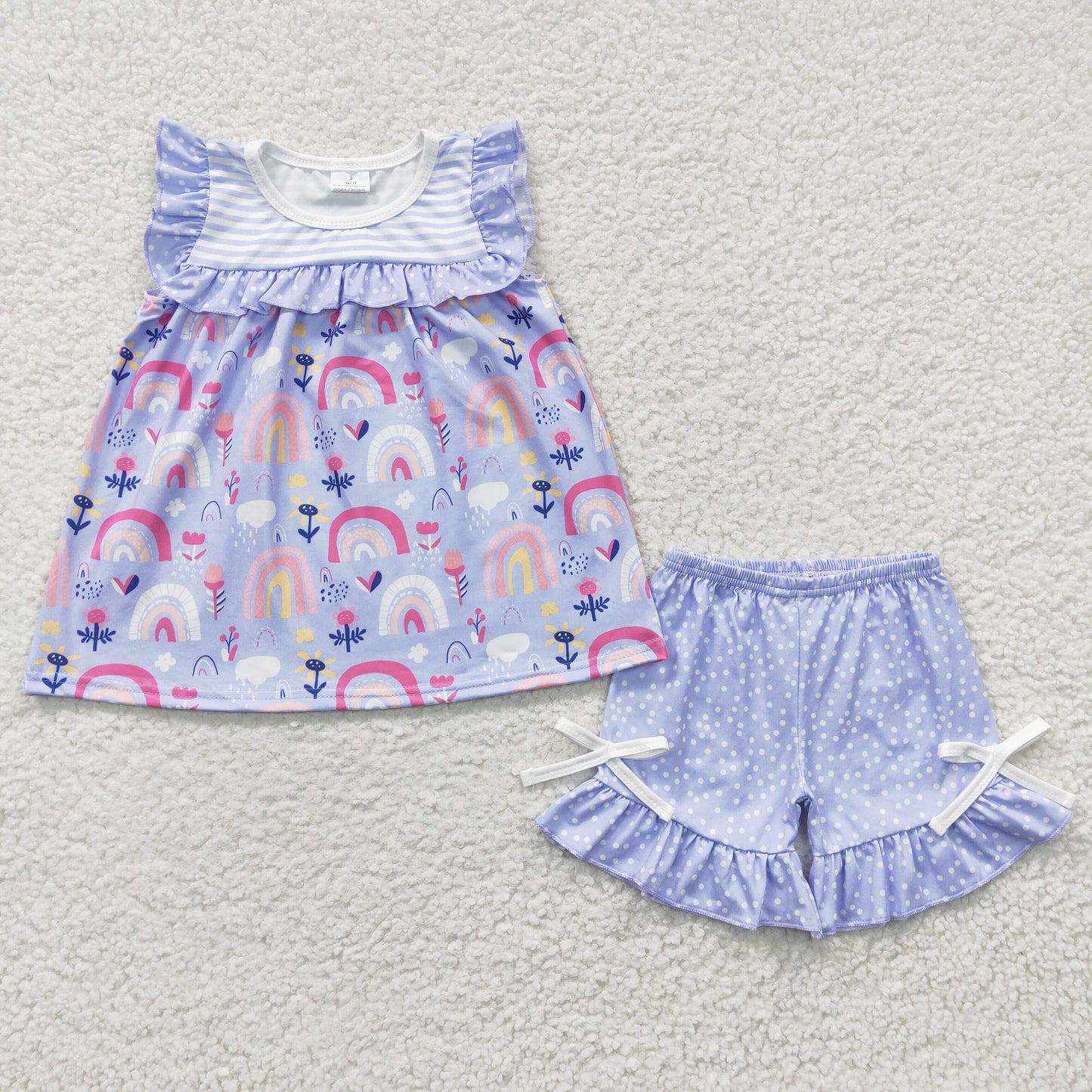 GSSO0214 Girls Sky Blue Rainbow Outfits