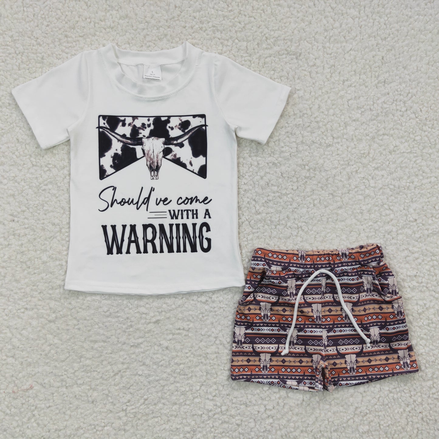 Boys Warning Outfits Cow Shorts