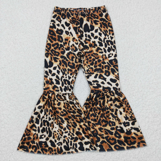 Girls Leopard Bell Bottom Pants