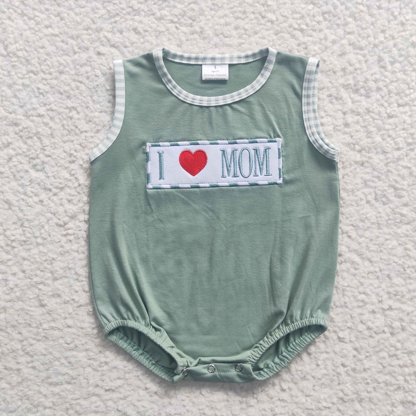 Boys Love Mom Embroidery Rompers