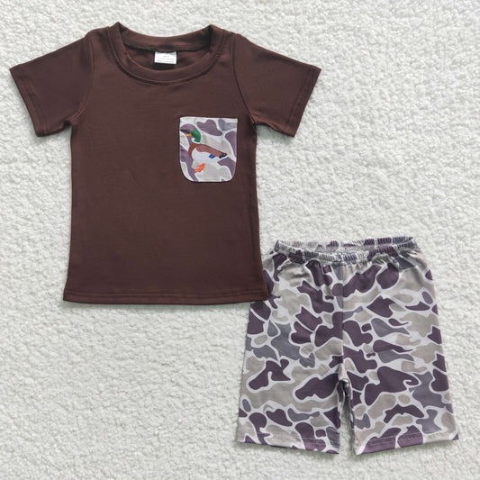 Boys Mallard Outfits Short Sleeves Camo Shorts