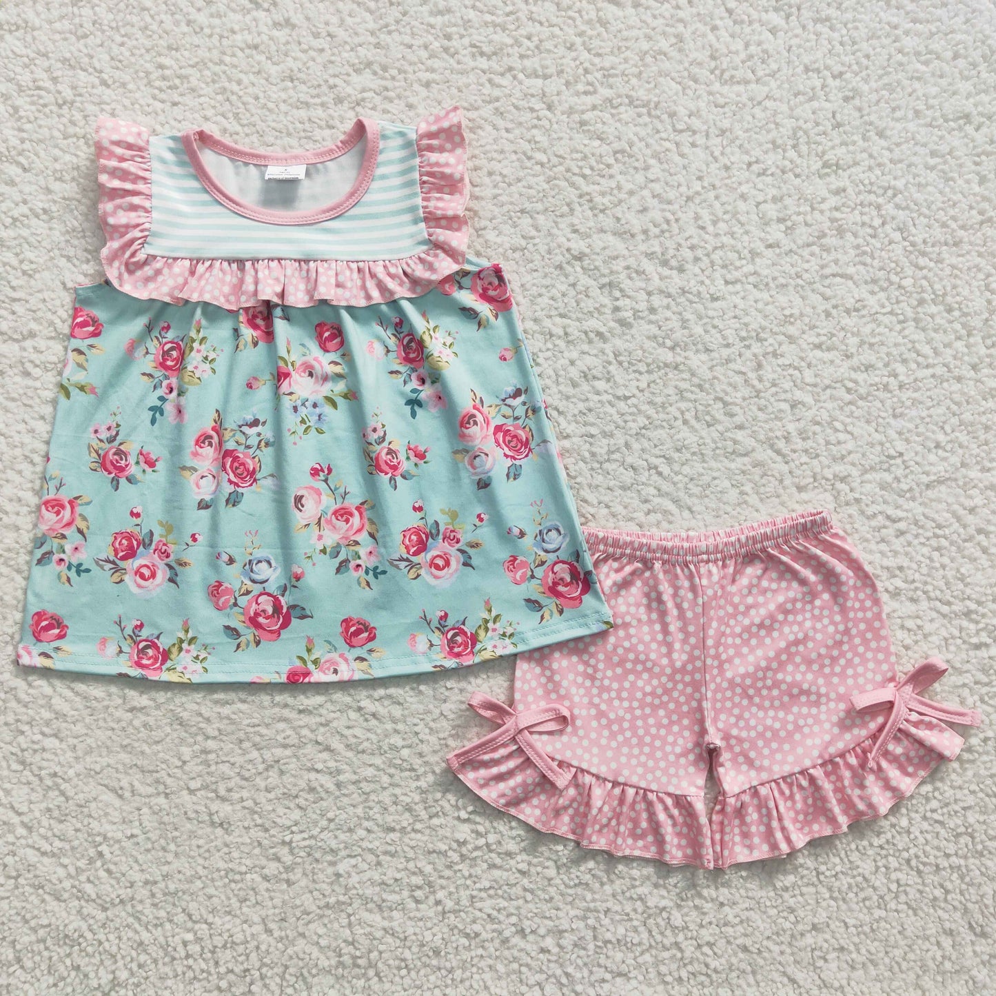 GSSO0215 Girls Pink floral Outfits