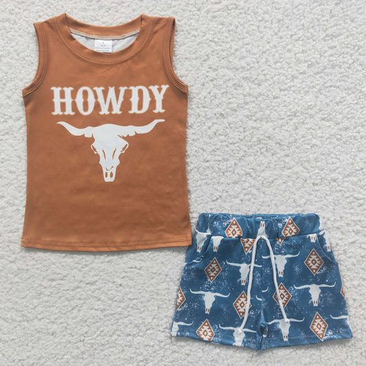 Boys Howdy Outfits Cow Shorts