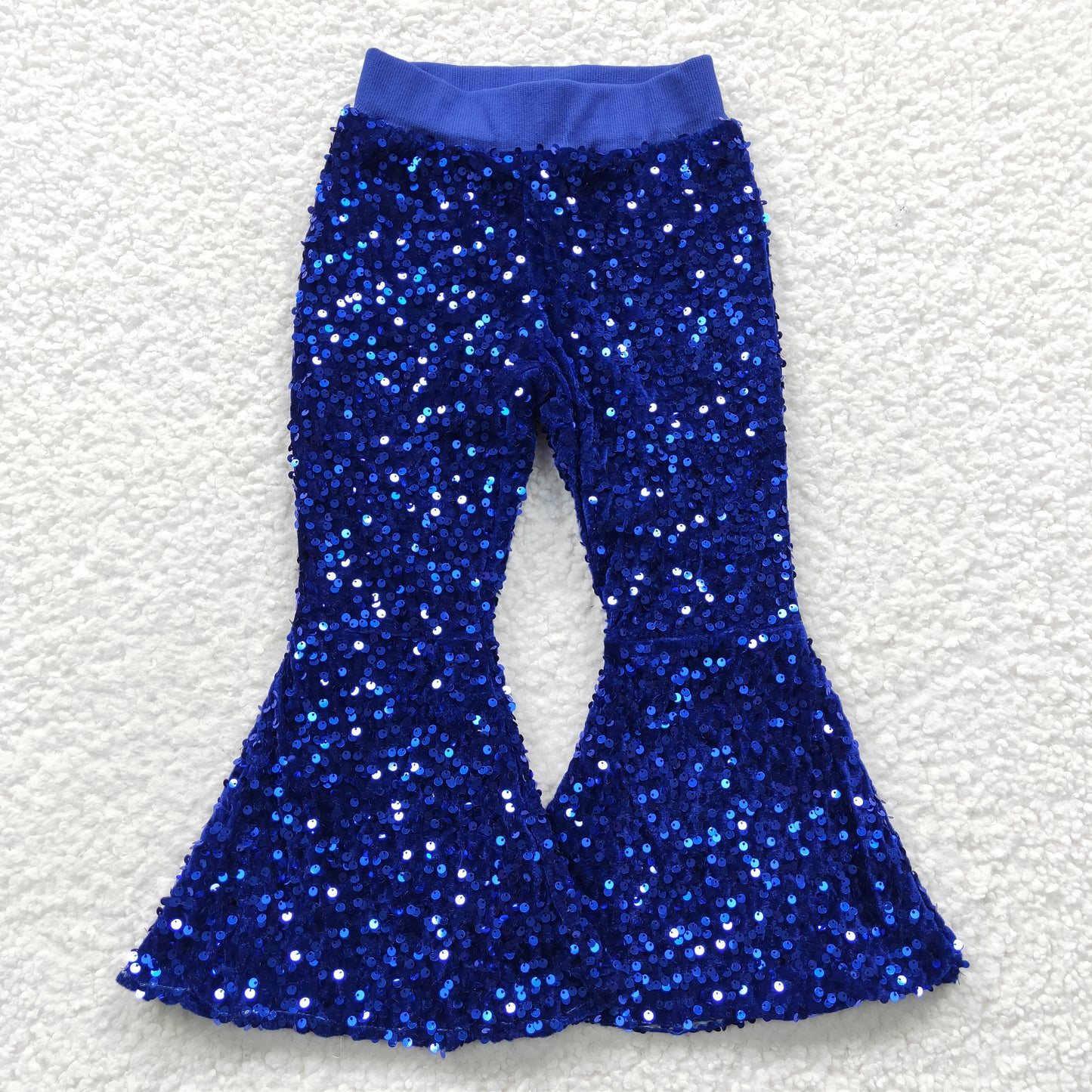 Girls Sequined Bell Bottom Pants Blue