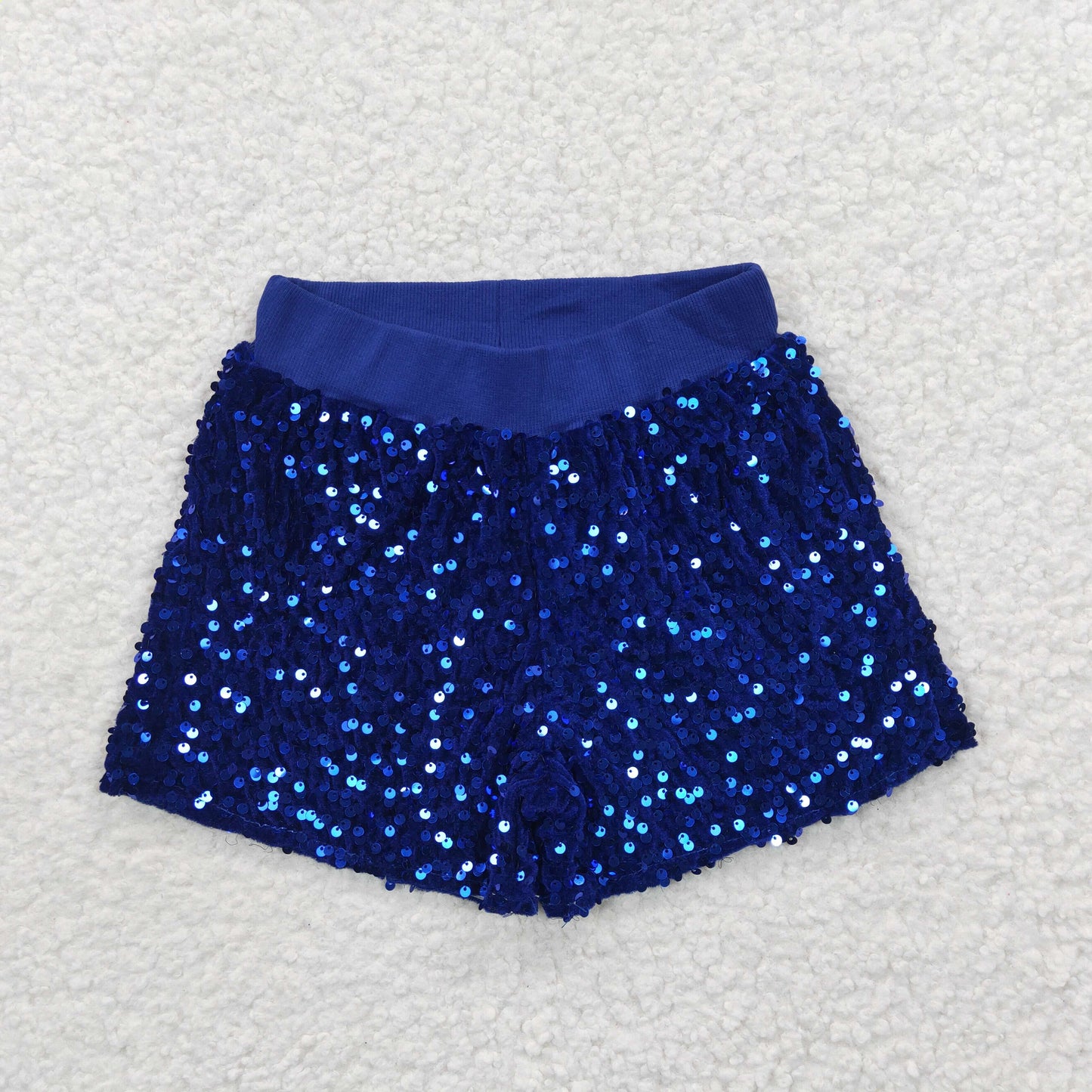 Girls Summer Blue Sequin Shorts